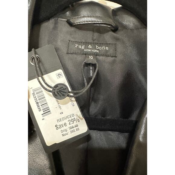 Rag & Bone Drew Faux Leather Black Blazer Size 10 NWT Slim Fit Front Pockets - Picture 9 of 16